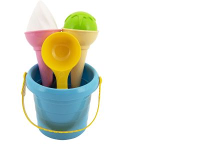 Sada na písek plast kbelík + formičky zmrzlina v síťce