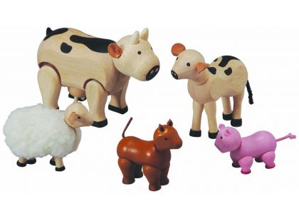 Sada zvířátek k farmě, 6 dílů Plan Toys