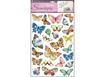 Samolepky na zeď barevní motýli 48 x 29 cm (142)