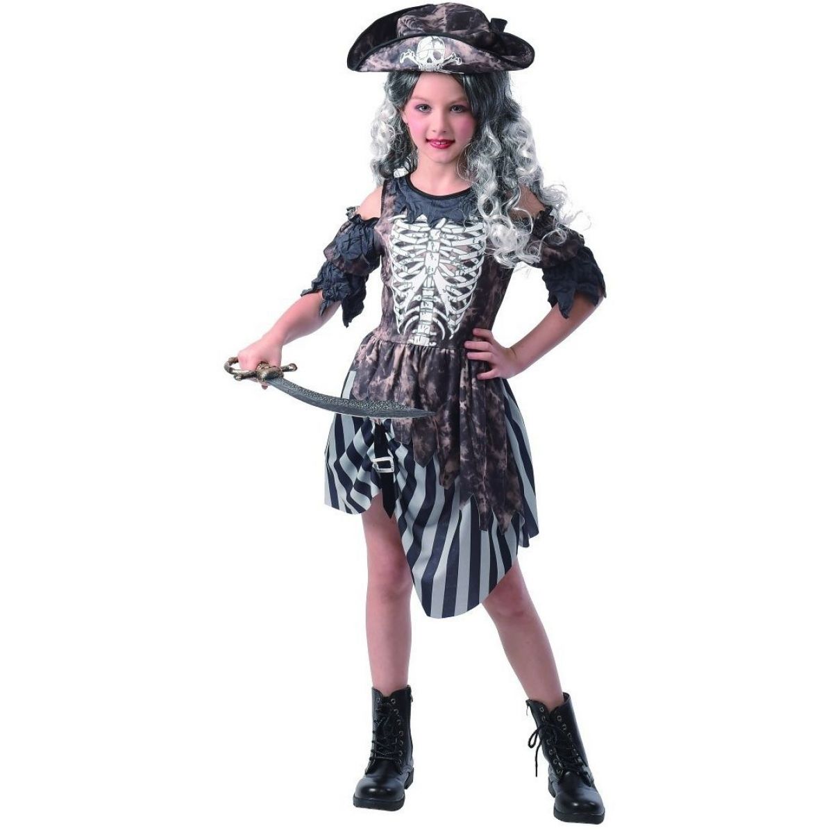Šaty na karneval zombie pirátka 120 - 130 cm