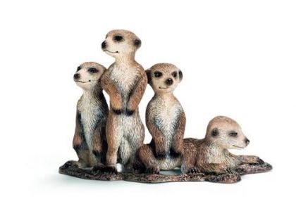 Schleich 14388 Čtyři mláďata surikaty