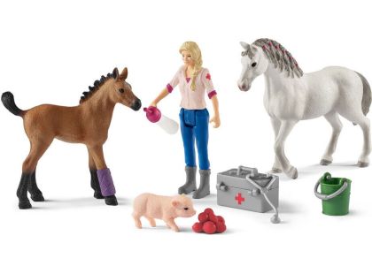 Schleich 424867 Návštěva lékaře u klisny a hříběte - Poškozený obal
