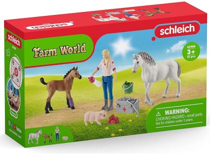 Schleich 424867 Návštěva lékaře u klisny a hříběte - Poškozený obal