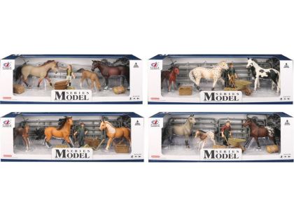 Series Model Svět zvířat, 2 koně, hříbě a figurka
