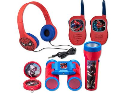 Set Spiderman vysílačky, sluchátka, baterka a kompas