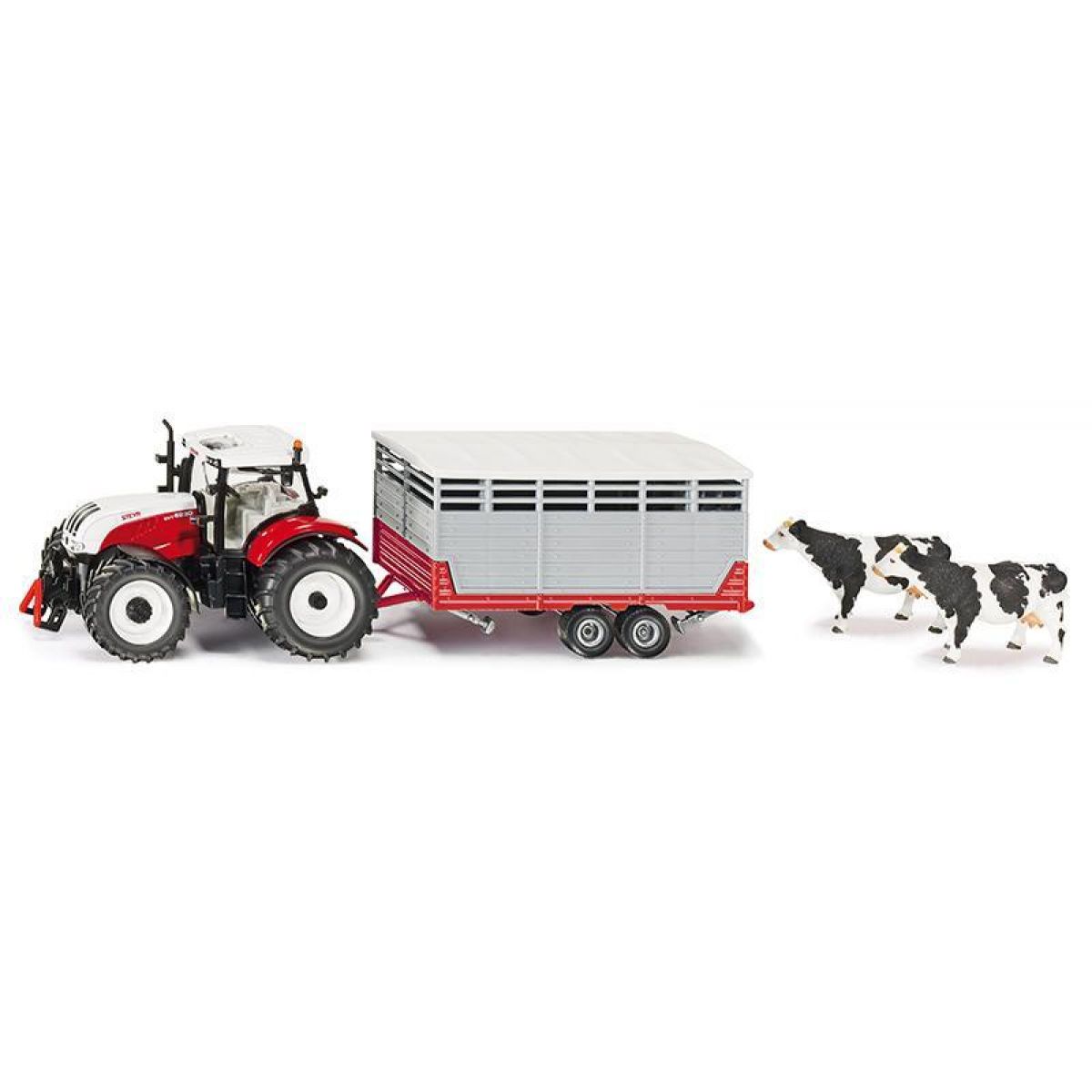 Siku Farmer 3870 Traktor Steyr s vlekem na přepravu zvířat