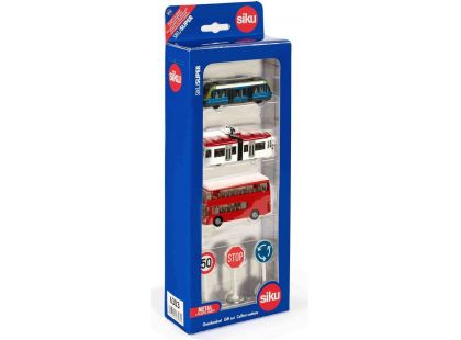 Siku Super 6303 Set městská vozidla a značky červený autobus