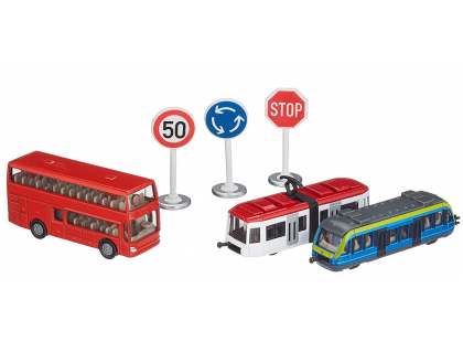 Siku Super 6303 Set městská vozidla a značky červený autobus