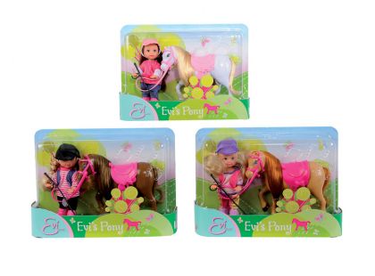 Simba Panenka Evička s poníkem - Žokejka - Hnědá tmavá - Poškozený obal