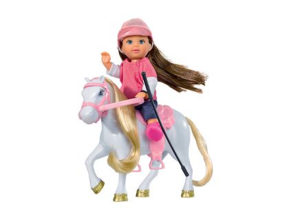 Simba Panenka Evička s poníkem - Žokejka - Hnědá tmavá - Poškozený obal