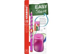 Školní set pro praváky STABILO EASYgraph růžový s gumou a ořezávátkem