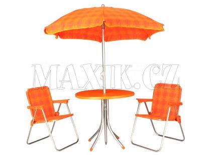 Slunečník, stoleček a 2 židličky