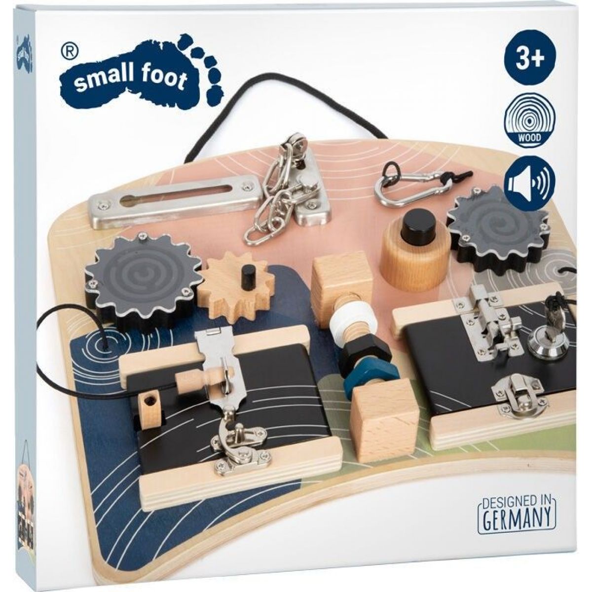 Small Foot Motorická deska se zámky a otáčivými prvky | Maxíkovy hračky