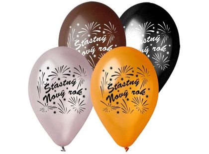 Smart Balloons Balonky nafukovací průměr 28cm Šťasný Nový rok 6ks
