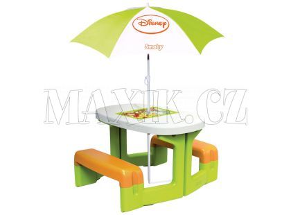 Smoby Medvídek Pú Piknikový stoleček se slunečníkem 310272