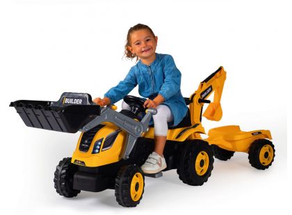 Smoby Šlapací traktor Builder Max s bagrem a vozíkem 710304