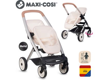 Smoby Sportovní kočárek pro panenky dvojčata Maxi Cosi béžový