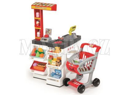 Smoby Supermarket bíločervený