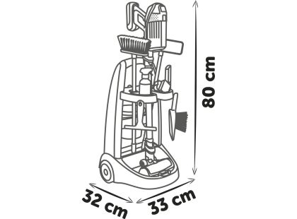 Smoby Vozík pro malou uklízečku s tyčovým vysavačem Rowenta
