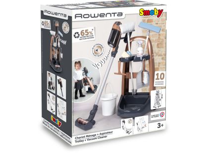 Smoby Vozík pro malou uklízečku s tyčovým vysavačem Rowenta