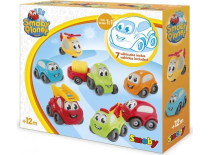 Smoby Vroom Planet Dárková sada veselých autíček, 7 ks