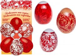 Anděl Smršťovací dekorace na vejce se stojánky 10 ks červené
