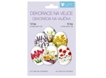 Smršťovací dekorace na vejce jarní květy, 12 ks