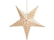 Solight LED dřevěná vánoční hvězda, závěsná, časovač, 20x LED, 65cm, 2x AA