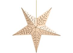 Solight LED dřevěná vánoční hvězda, závěsná, časovač, 20x LED, 65cm, 2x AA