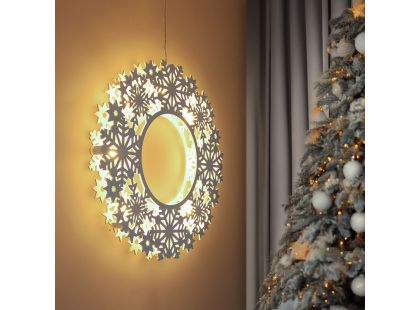 Solight LED dřevěný vánoční věnec, 10x LED, bílá, 30cm, časovač, 2x AA - Poškozený obal