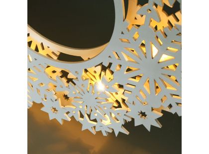 Solight LED dřevěný vánoční věnec, 10x LED, bílá, 30cm, časovač, 2x AA