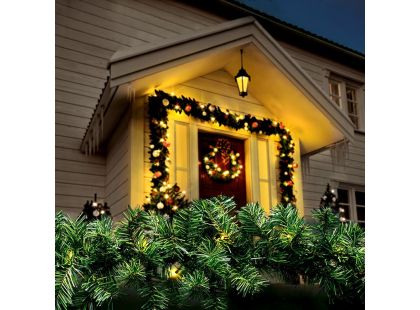 Solight LED vánoční girlanda s jehličím, 5m, 80x LED, časovač, 3xAA, IP44