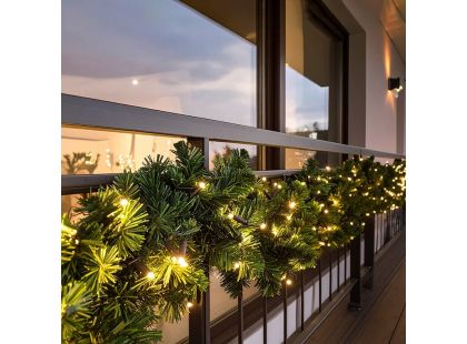Solight LED vánoční girlanda s jehličím, 5m, 80x LED, časovač, 3xAA, IP44