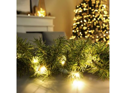 Solight LED vánoční girlanda s jehličím, 5m, 80x LED, časovač, 3xAA, IP44