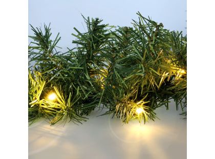Solight LED vánoční girlanda s jehličím, 5m, 80x LED, časovač, 3xAA, IP44