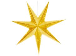 Solight LED vánoční hvězda zlatá, závěsná, časovač, 60cm, 20x LED, 2x AA