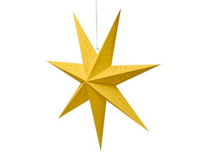 Solight LED vánoční hvězda zlatá, závěsná, časovač, 60cm, 20x LED, 2x AA