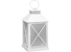 Solight LED vánoční lucerna bílá, 20cm, časovač, 2x AA