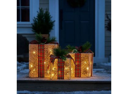 Solight Sada 3 LED vánočních dárků, 48x LED, IP44, 230V