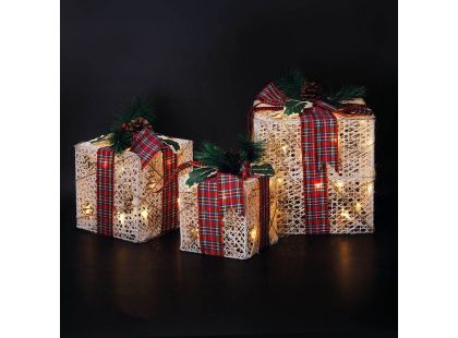 Solight Sada 3 LED vánočních dárků, 48x LED, IP44, 230V