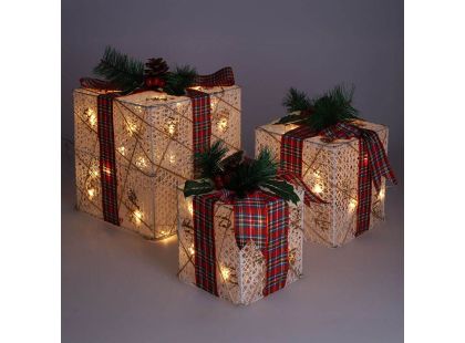 Solight Sada 3 LED vánočních dárků, 48x LED, IP44, 230V