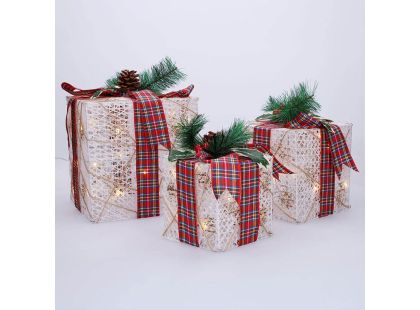 Solight Sada 3 LED vánočních dárků, 48x LED, IP44, 230V