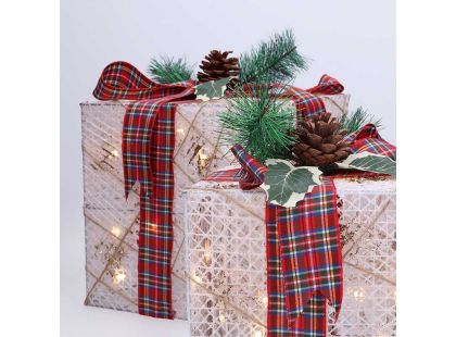 Solight Sada 3 LED vánočních dárků, 48x LED, IP44, 230V