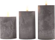 Solight Sada LED svíček s časovačem, 3x svíčka, 10,13,15cm, šedá, 2xAA