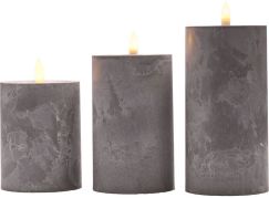 Solight Sada LED svíček s časovačem, 3x svíčka, 10,13,15cm, šedá, 2xAA