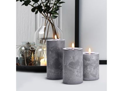 Solight Sada LED svíček s časovačem, 3x svíčka, 10,13,15cm, šedá, 2xAA
