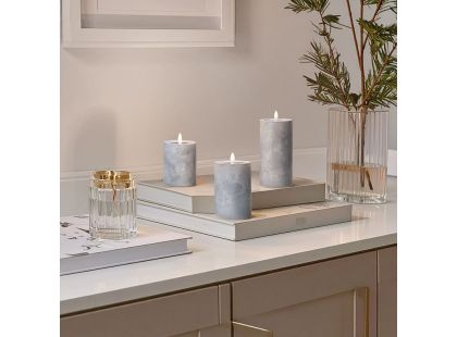 Solight Sada LED svíček s časovačem, 3x svíčka, 10,13,15cm, šedá, 2xAA