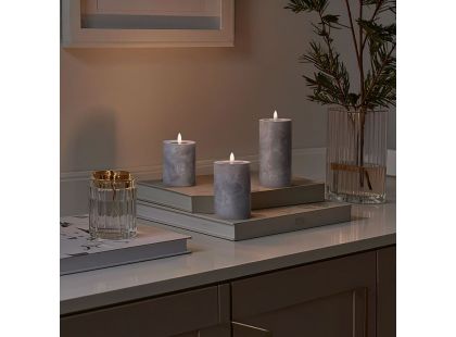 Solight Sada LED svíček s časovačem, 3x svíčka, 10,13,15cm, šedá, 2xAA