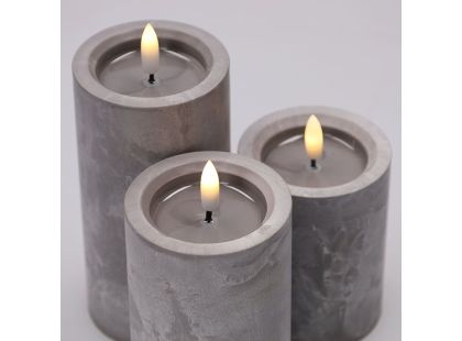 Solight Sada LED svíček s časovačem, 3x svíčka, 10,13,15cm, šedá, 2xAA