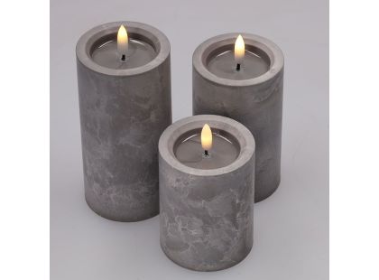 Solight Sada LED svíček s časovačem, 3x svíčka, 10,13,15cm, šedá, 2xAA